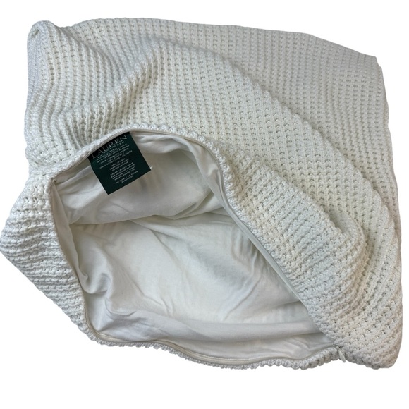 RALPH LAUREN Cotton Waffle Weave Texture White/Ecru Throw Pillow Cover 20” X 20” - Picture 4 of 6
